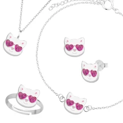 Complete set witte kat met roze