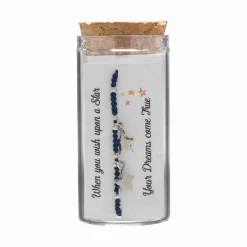 Gift box, armband in flesje, twee sterretjes met blauwe stof