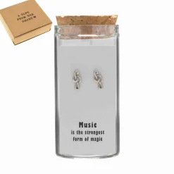 Gift box, oorstekers in flesje, muzieknoot G-sleutel