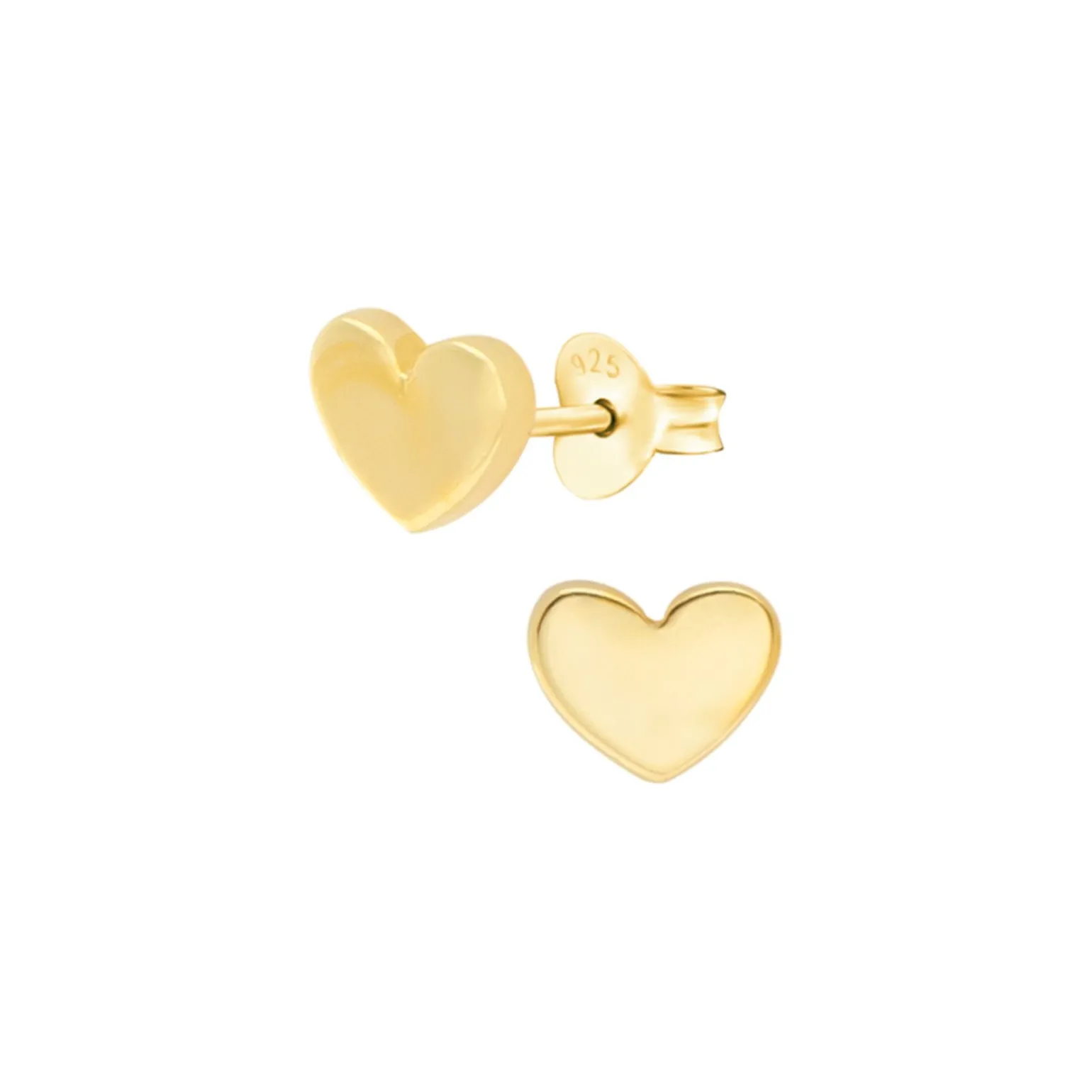 Gift box, oorstekers in flesje, gold plated hartjes