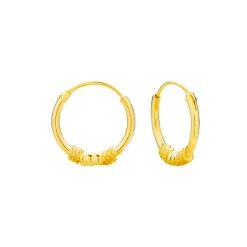 Gold plated Bali hoops, spiraalvormen