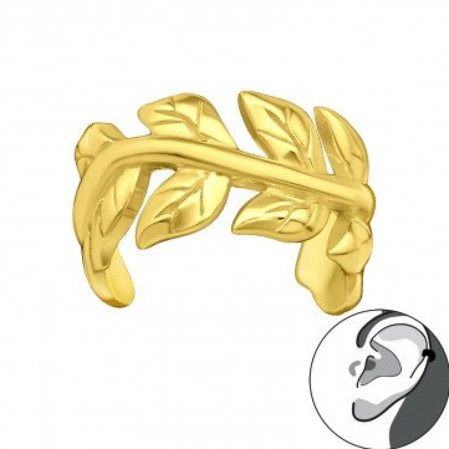 Gold plated ear cuff, bladeren