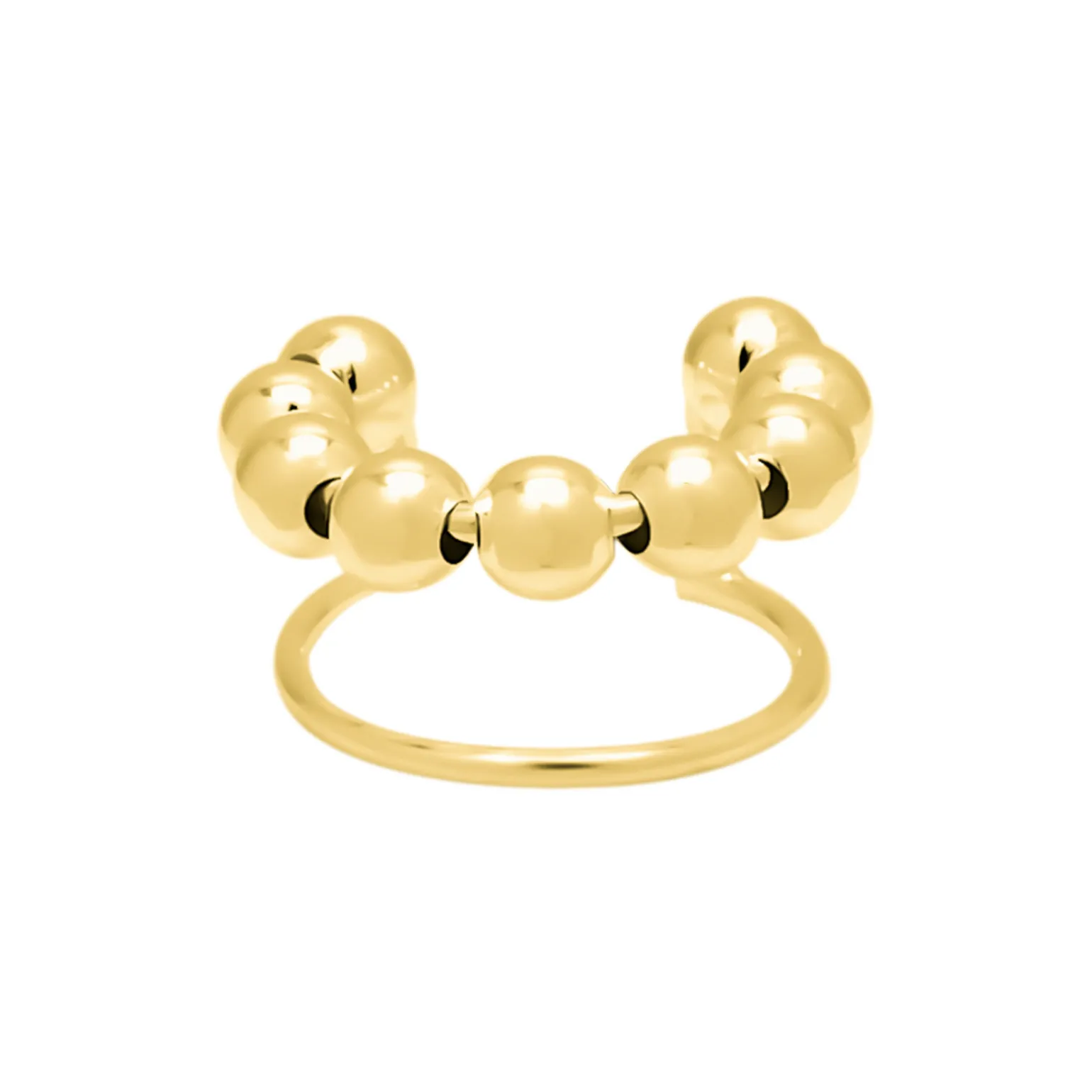 Gold plated ear cuff, opengewerkte band met bolletjes
