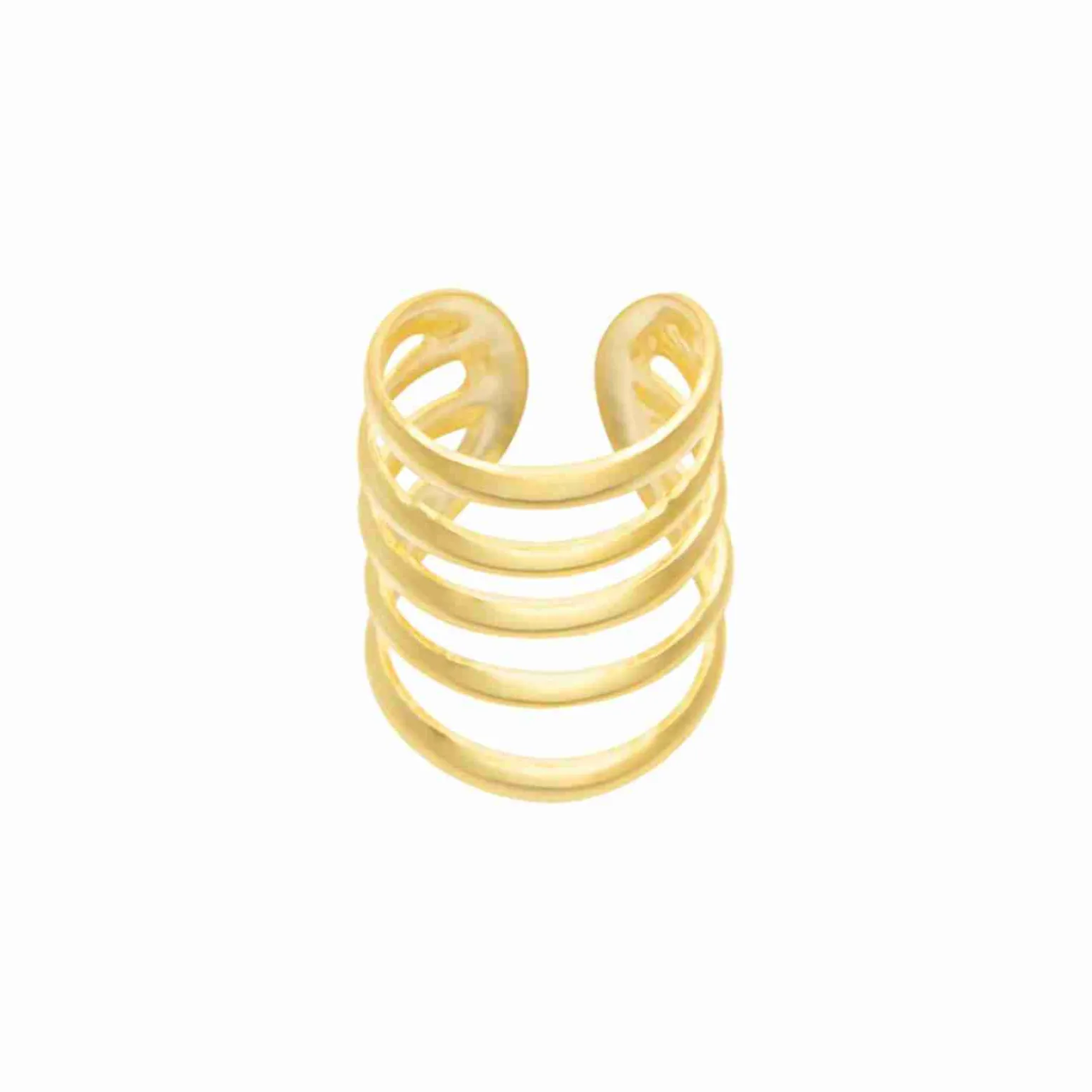 Gold plated ear cuff, vijf banden
