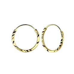Gold plated oorringen, 14 mm diamond cut