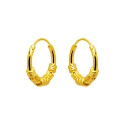 Gold plated oorringen, Bali hoops, spiraal en slingertjes