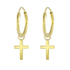 Gold plated oorringen, kruisje