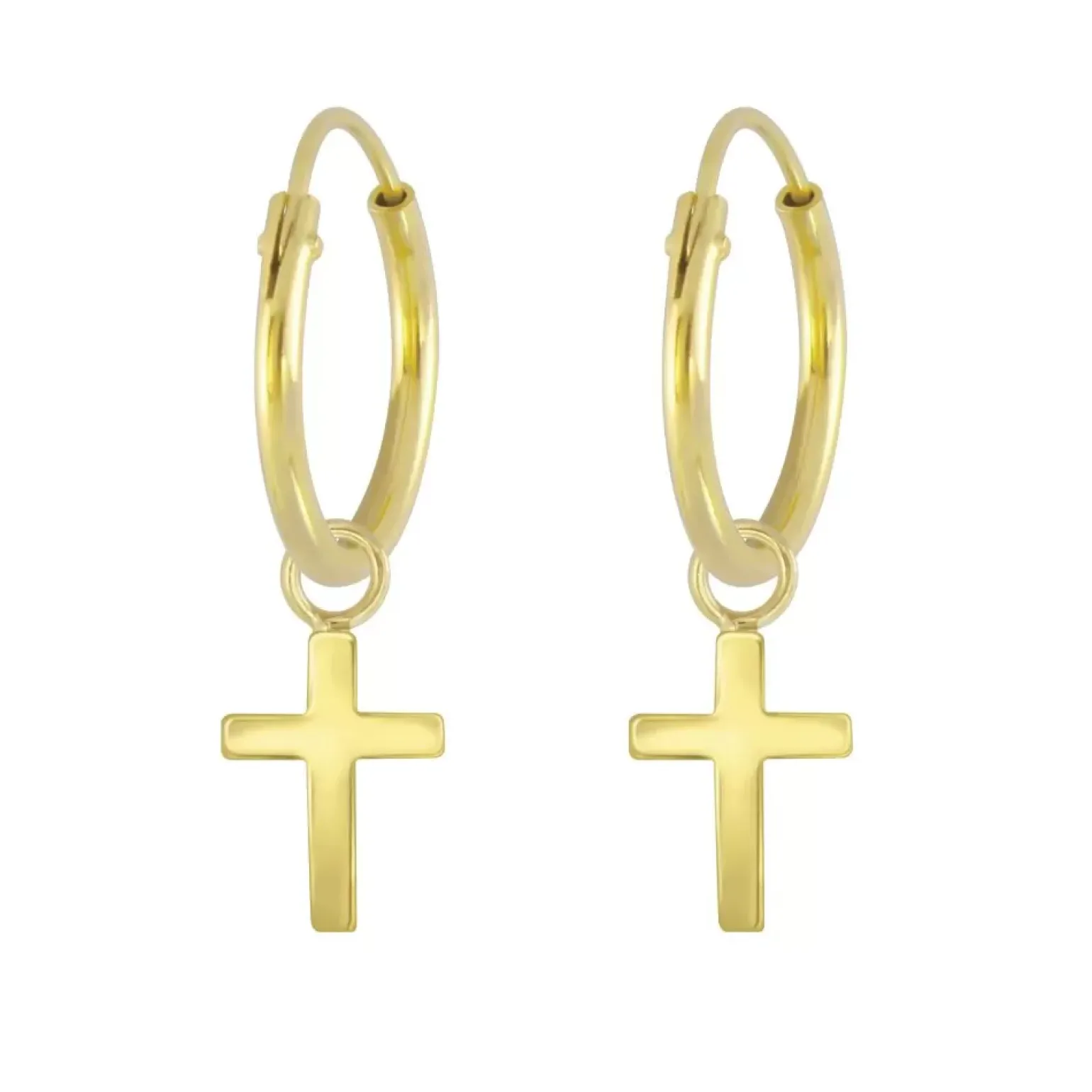 Gold plated oorringen, kruisje