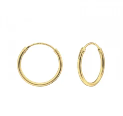 Gold plated oorringen, plain 14 mm