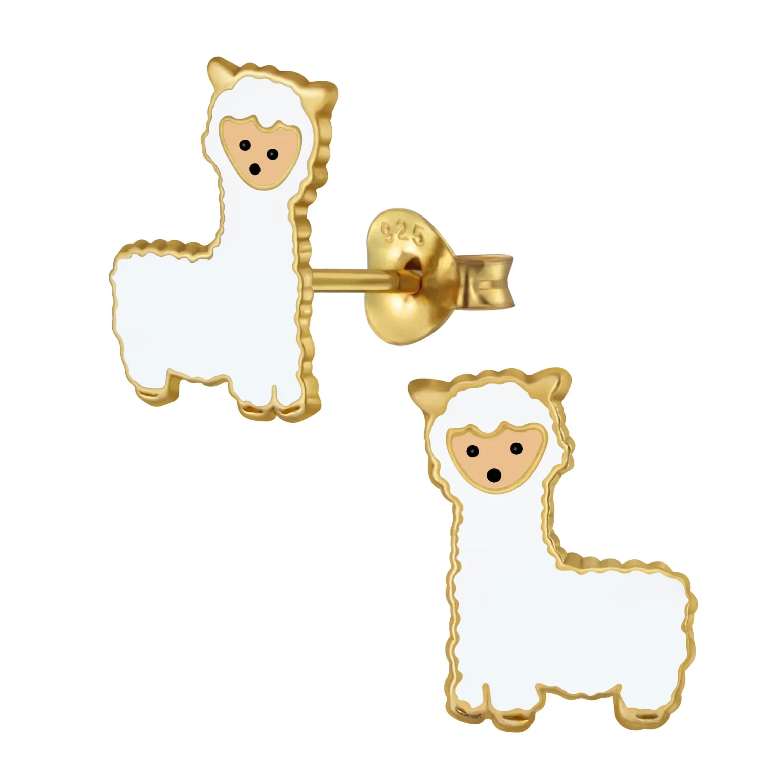 Gold plated oorstekers, alpaca