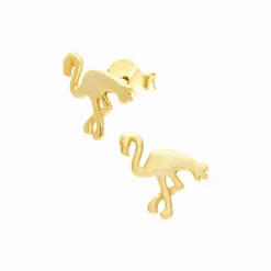 Gold plated oorstekers, flamingo