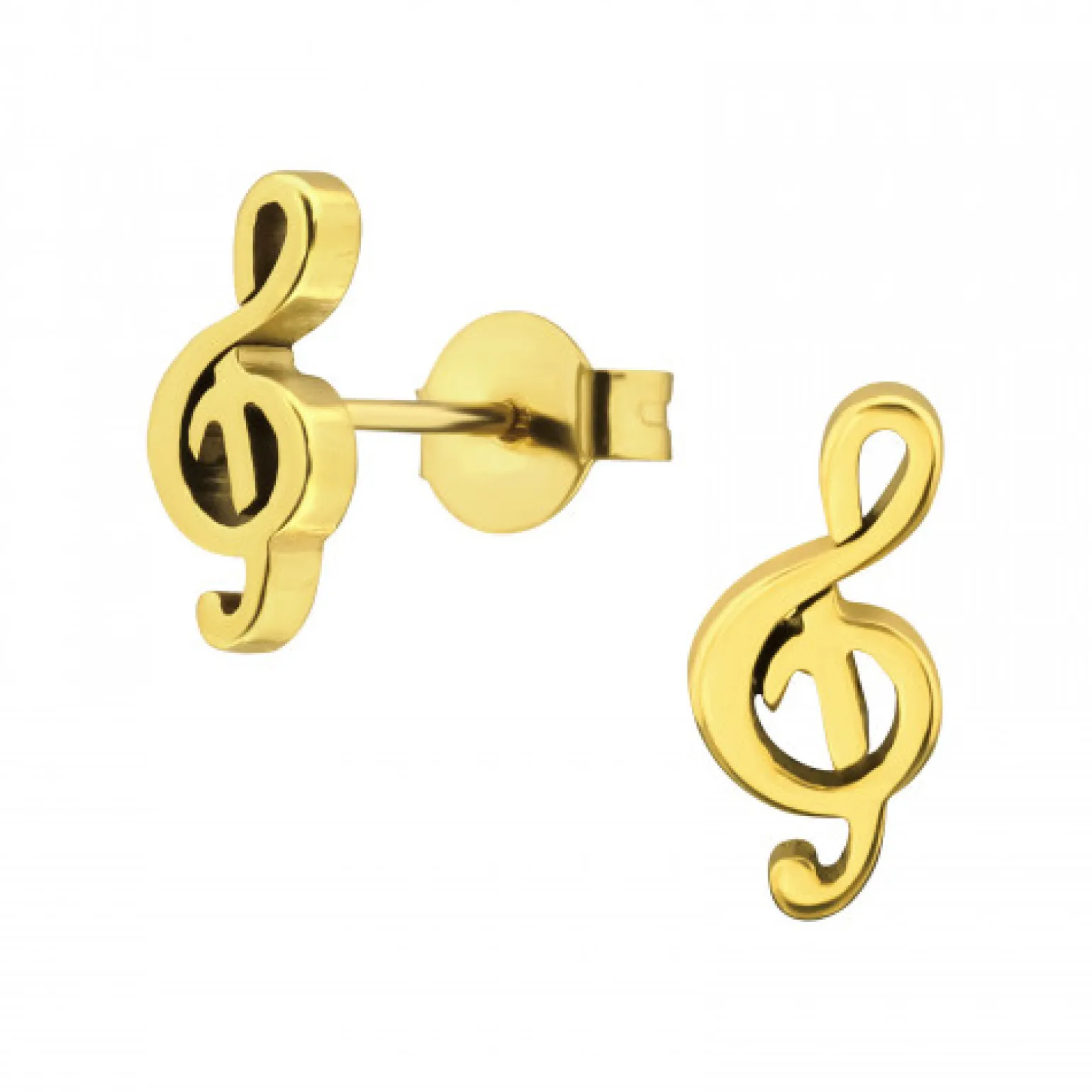 Gold plated oorstekers, G sleutel