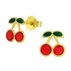 Gold plated oorstekers, kersjes