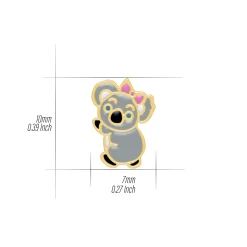 Gold plated oorstekers, koala met roze strik