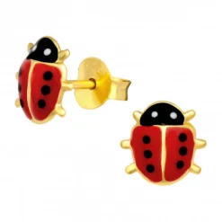 Gold plated oorstekers, lieveheersbeestje
