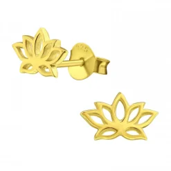 Gold plated oorstekers, lotusbloem