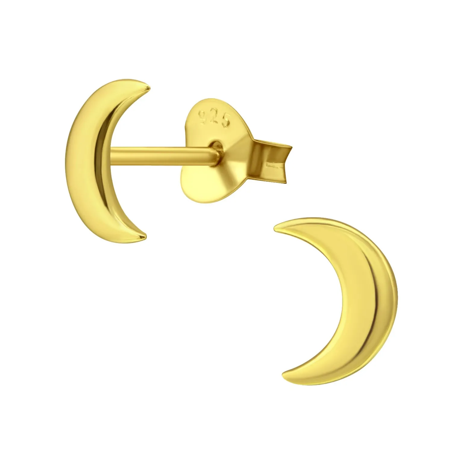 Gold plated oorstekers, maansikkel