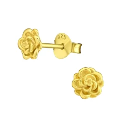 Gold plated oorstekers, roos