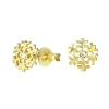 Gold plated oorstekers, sneeuwvlok met kristal
