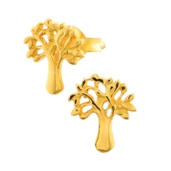 Gold plated oorstekers, tree of life, levensboom