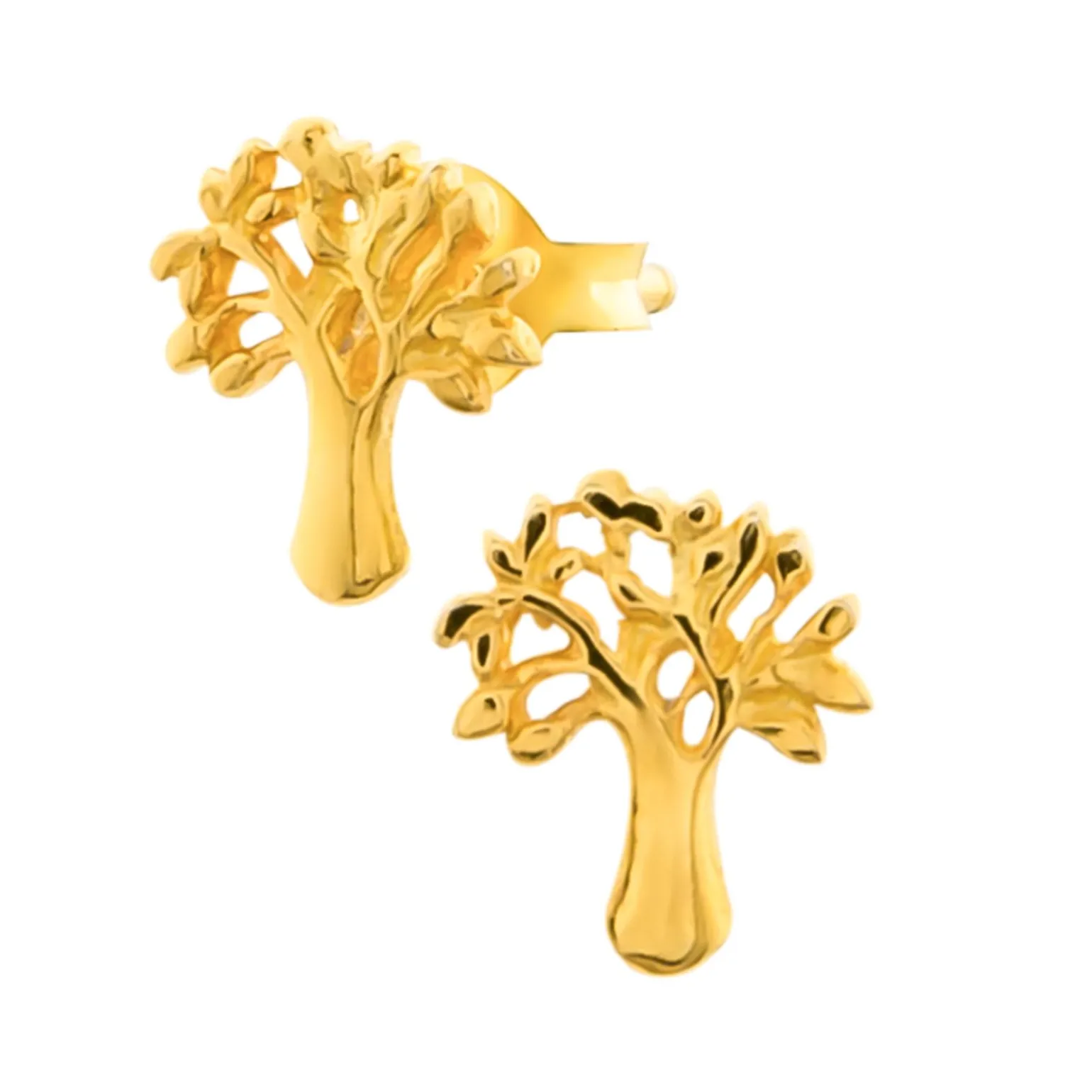 Gold plated oorstekers, tree of life, levensboom