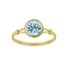 Gold plated ring met aqua kristal