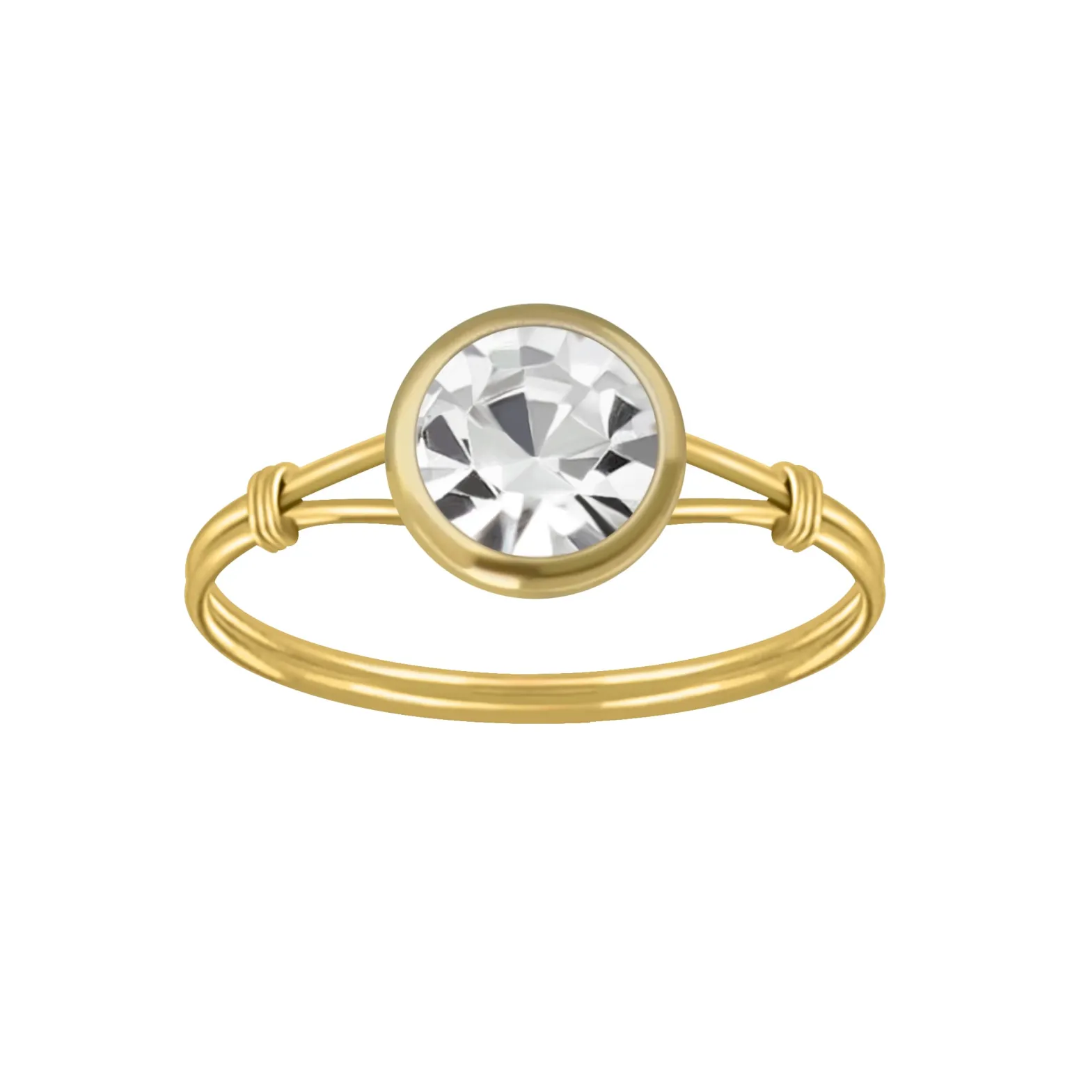 Gold plated ring met kleurloze kristal