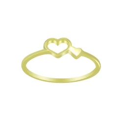 Gold plated ring, twee hartjes