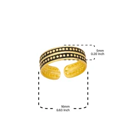 Gold plated teenring, geoxideerd met stippen