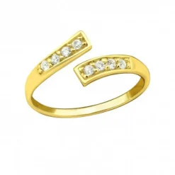 Gold plated teenring, opengewerkt met kristallen