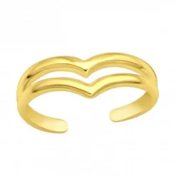 Gold plated teenringen, dubbele band met punt