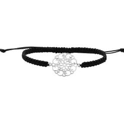 Katoenen armband met zilveren mandala, groot