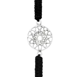 Katoenen armband met zilveren mandala, bloem