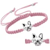 Katoenen armband, zilveren hondje