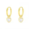 Oorbellen, gold plated oorringen, hart van kristal
