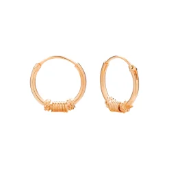 Rose gold plated Bali hoops, slinger en getwijnde spiralen