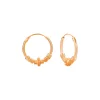 Rose gold plated Bali hoops, rijk bewerkt