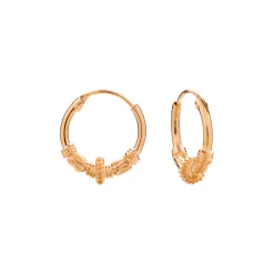 Rose gold plated Bali hoops, slingers, spiralen en bloemvorm