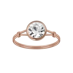 Rose gold plated ring met kleurloos kristal