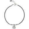 Zilveren armband met hanger, cirkel met levensboom (tree of life)