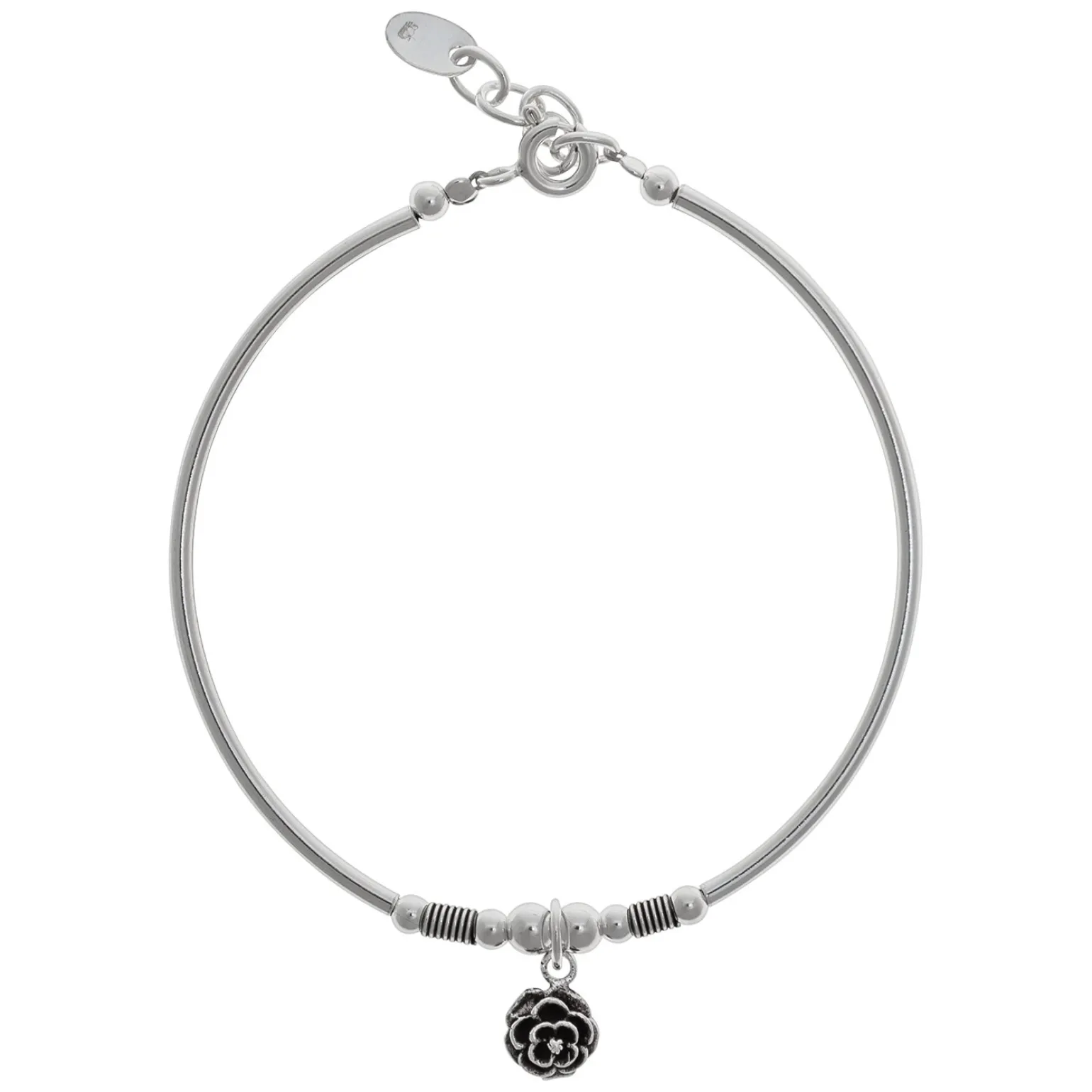 Zilveren armband met hanger, roos