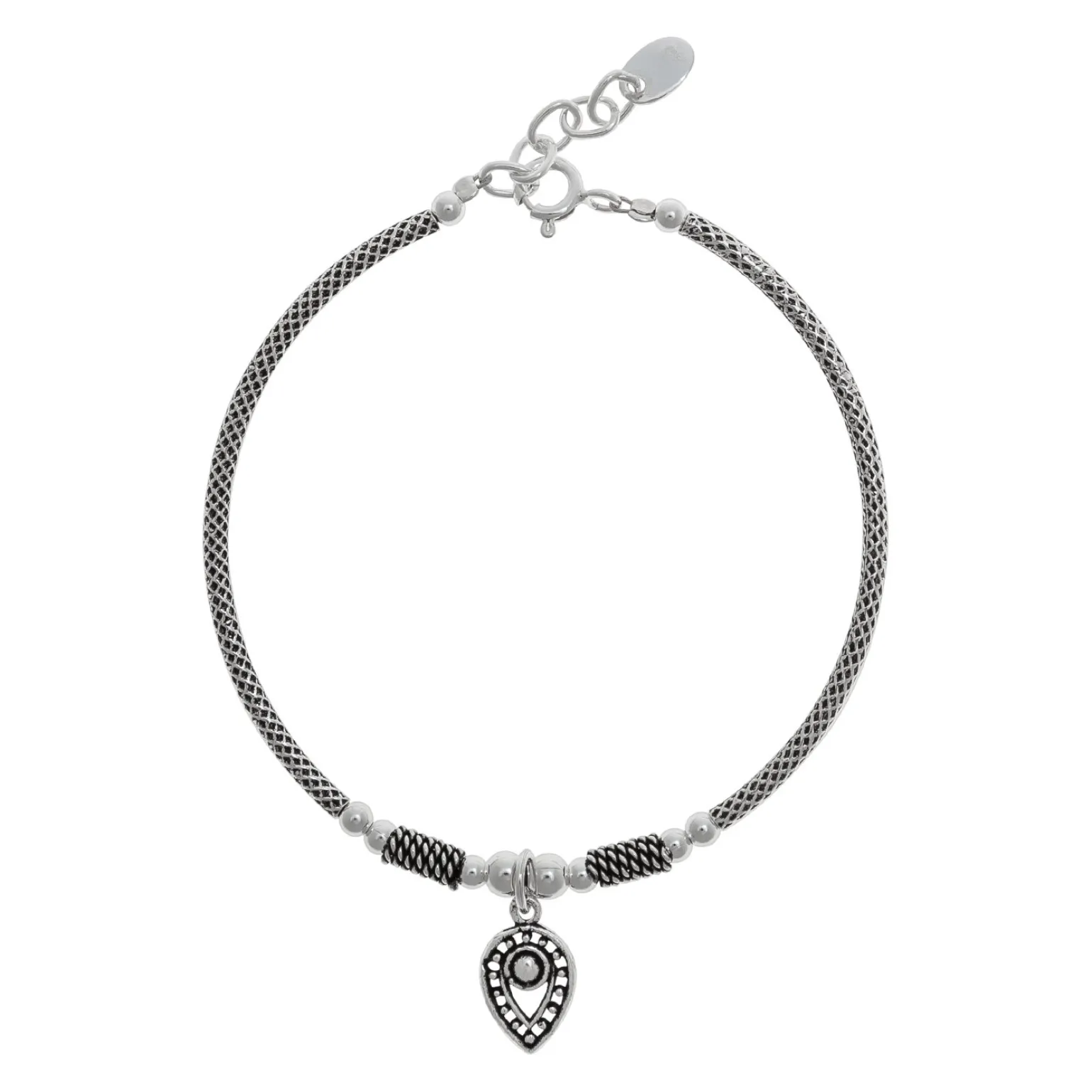 Zilveren armband met hanger, druppelvormige bedel