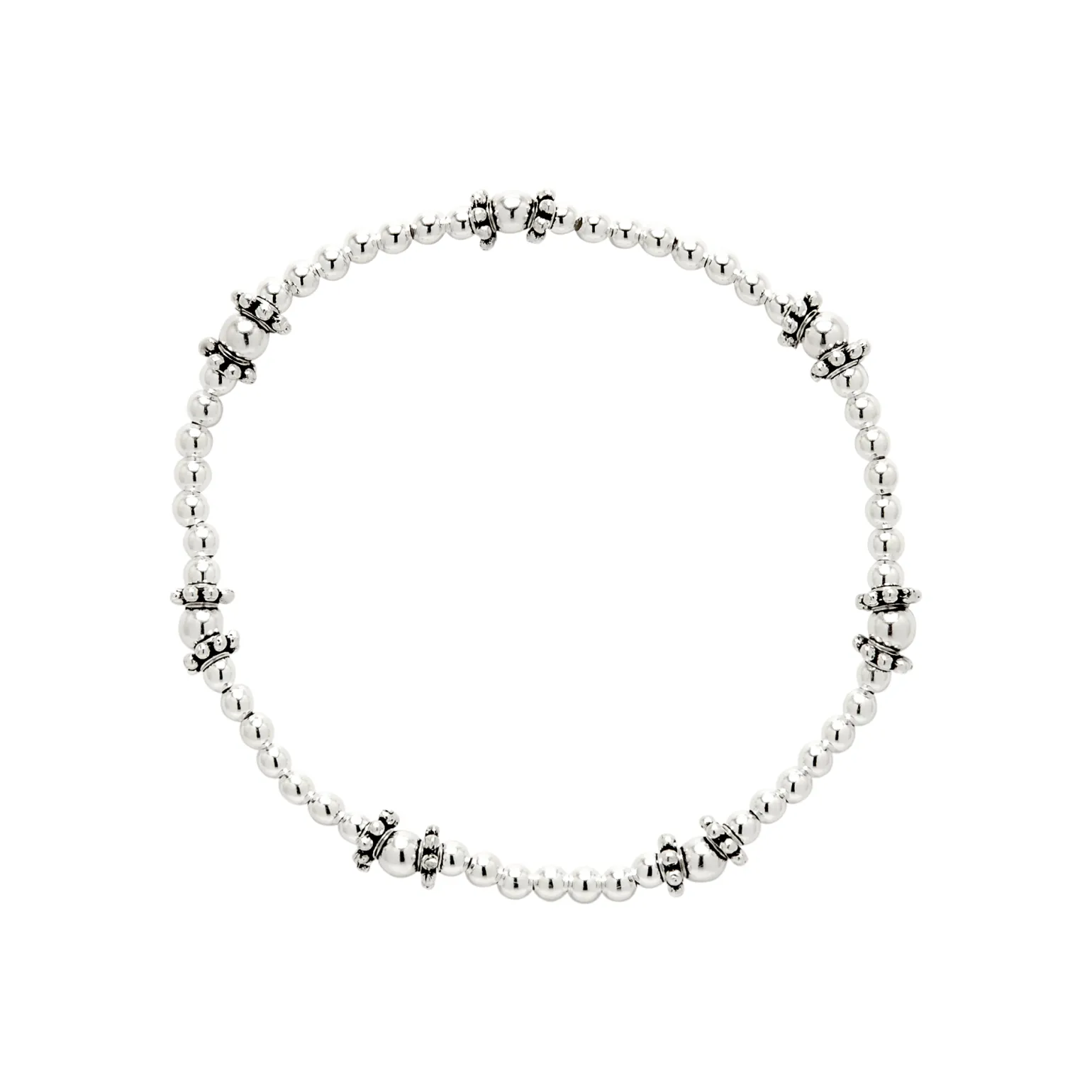 Zilveren armband met kraaltjes en bolletjesschijfjes