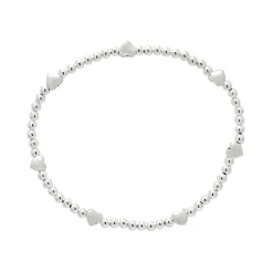 Zilveren armband met kraaltjes en gladde hartjes