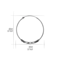 Zilveren Bali hoops, 40 mm, bolletjes
