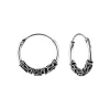 Zilveren Bali hoops, 14 mm met slingertjes en spiraaltjes