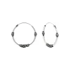 Zilveren Bali hoops drie versieringen, 20 mm
