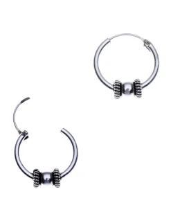 Zilveren Bali hoops, snoepje, 14 mm