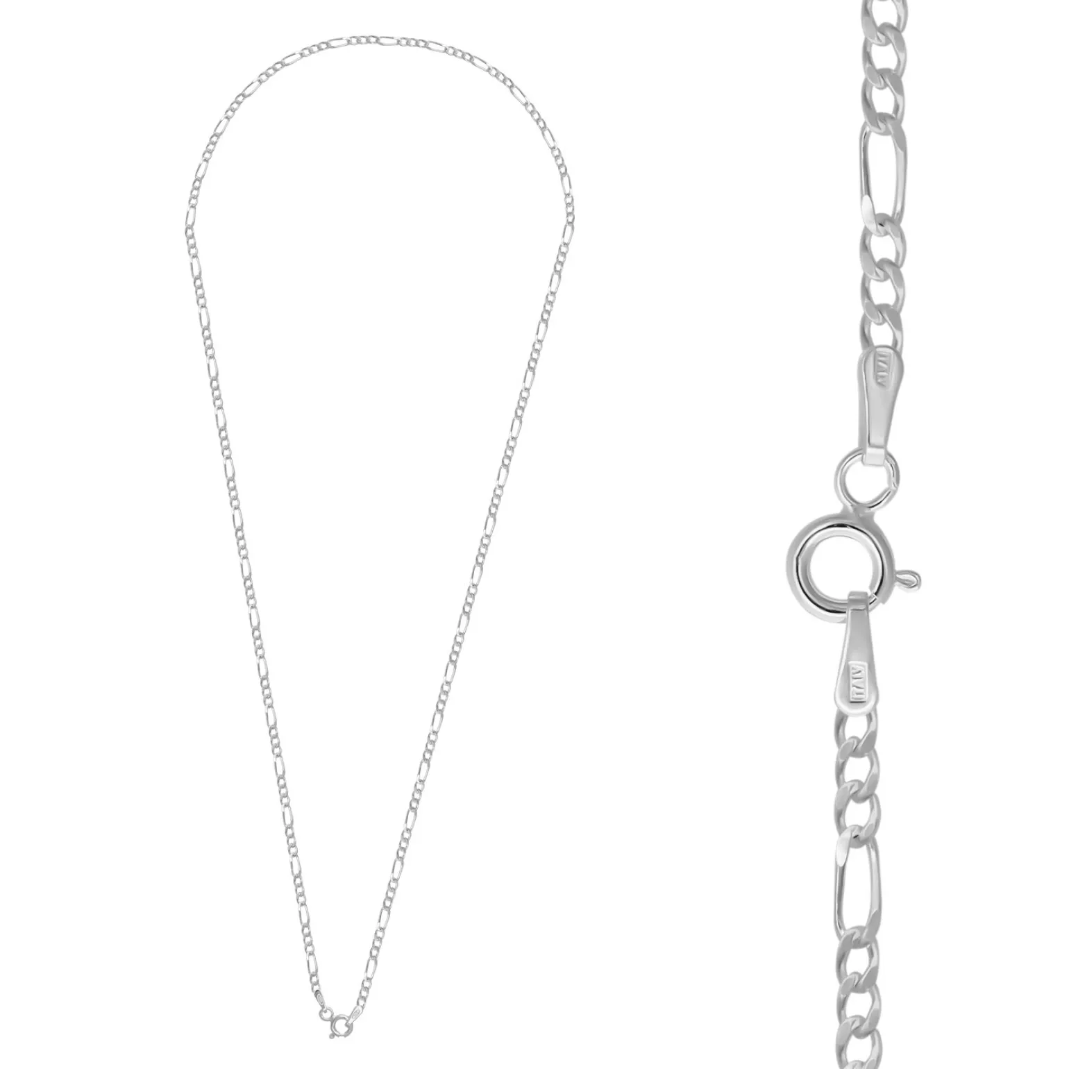 Zilveren basic ketting, 2 mm figaro schakel