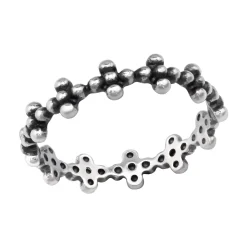 Zilveren basic ring, bloem